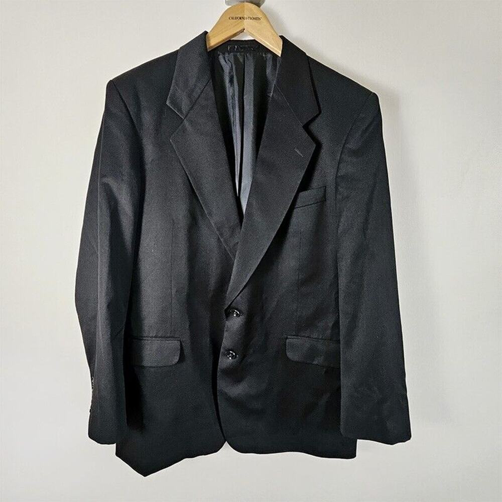 VTG Louis Raphael Black 100% Wool Soft 2 Button Blazer Notch Jacket Size 41R